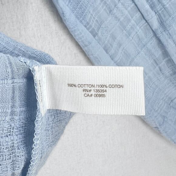 SKIN WORLDWIDE Textured Cotton Gauze Pajama Top Womens 2 Medium Light Blue NEW - Picture 12 of 16